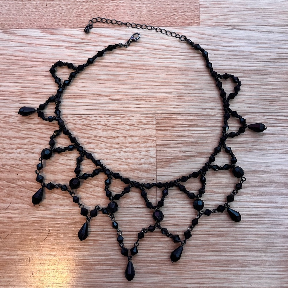Chic Black Beaded Necklace
